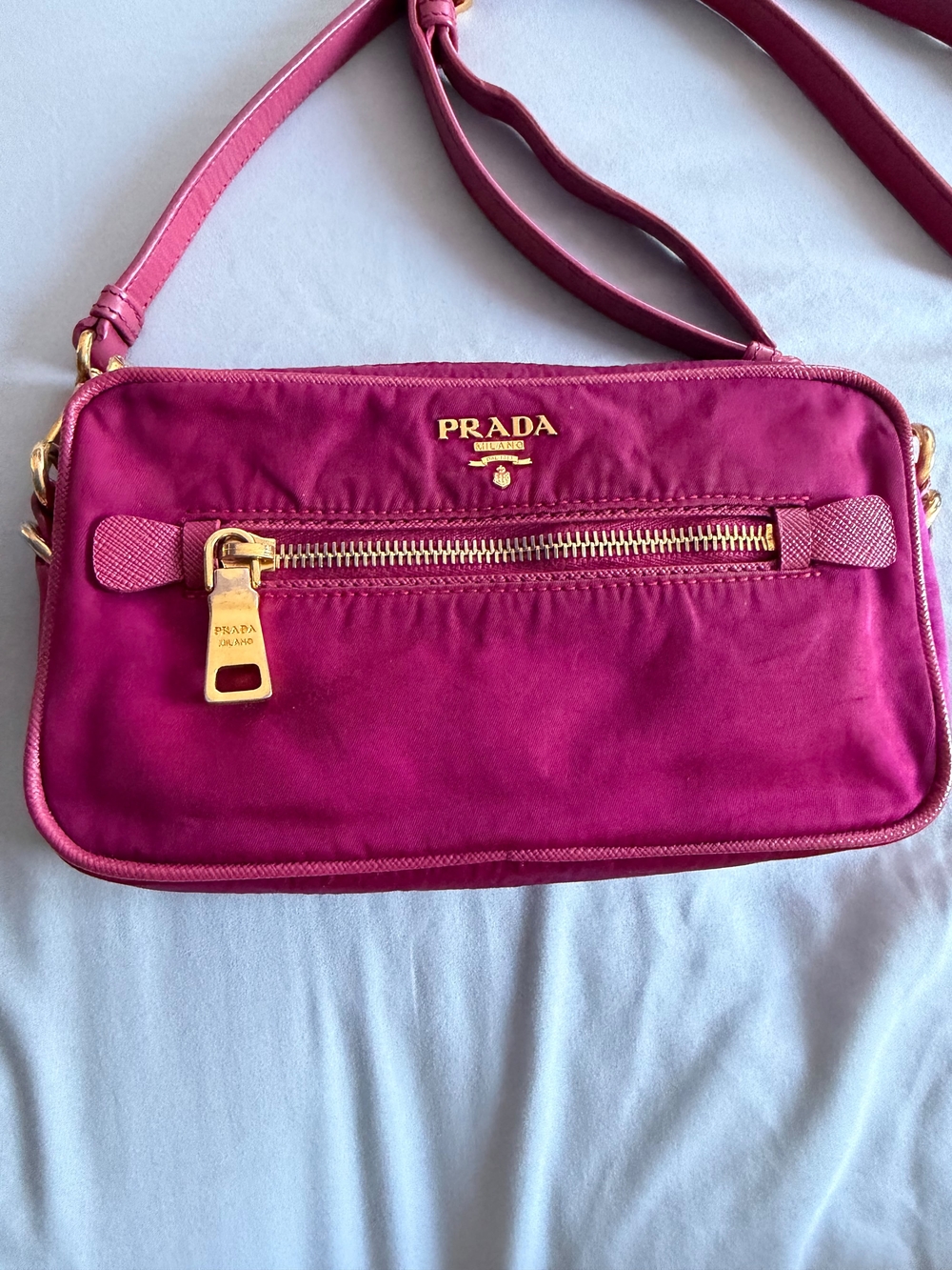 Prada Pink Nylon Crossbody Bag with Gold Hardware - Picture 2 of 16